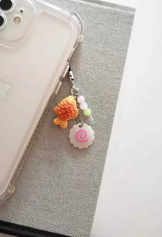 Cute Japanese Street Food Taiyaki Narutomaki Fish Cake Dango Phone Charm KeychainXJ250602