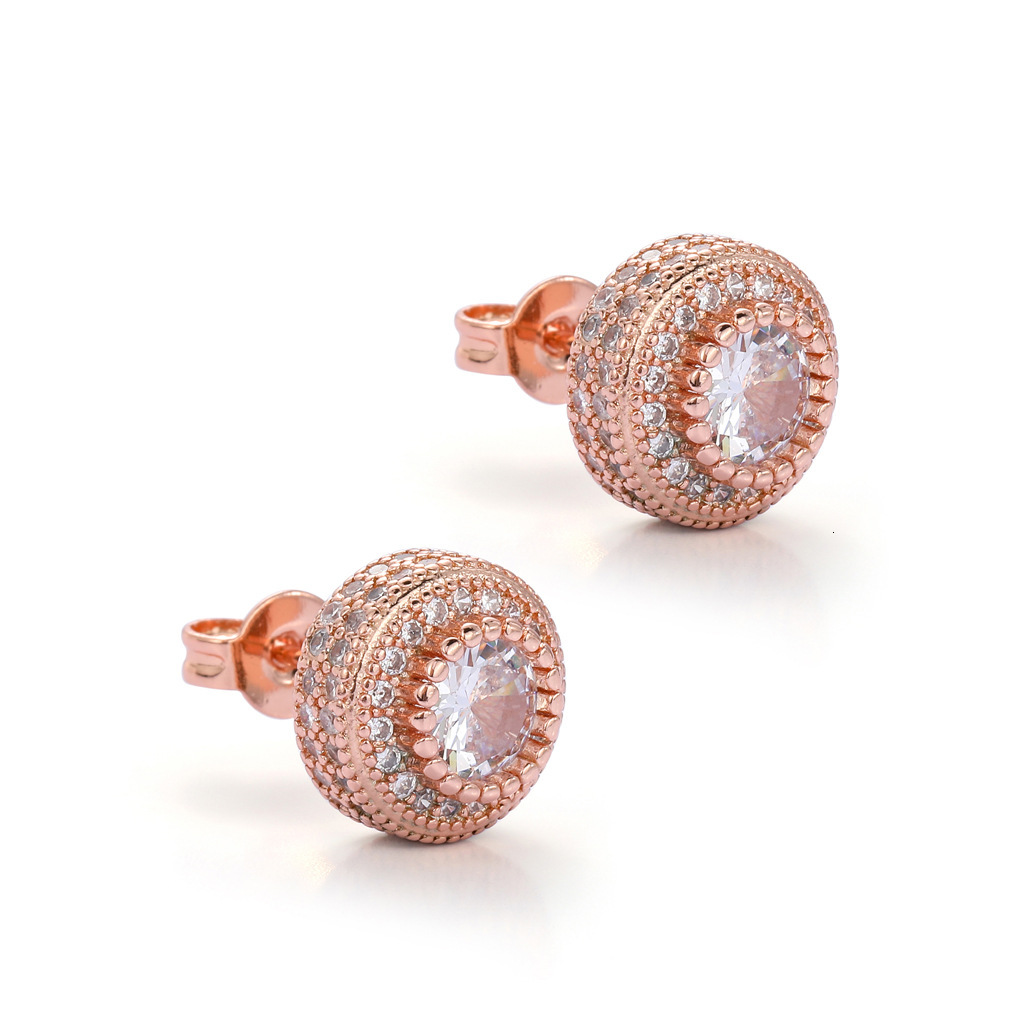 Hip hop round Moissanite Earrings rose gold hip hop earrings for men and women Mozambique earrings