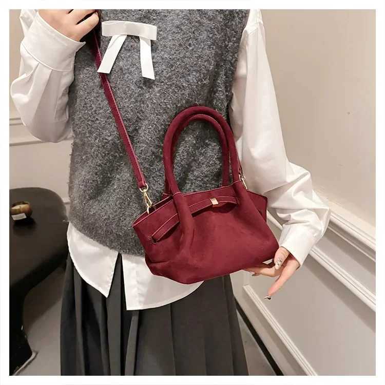 Handbag Buckle Decorative Design Solid Faux Suede Large Capacity Hasp Casual Tote 2024 Hot Sale Bags for Women Bolsas Femininas W250602