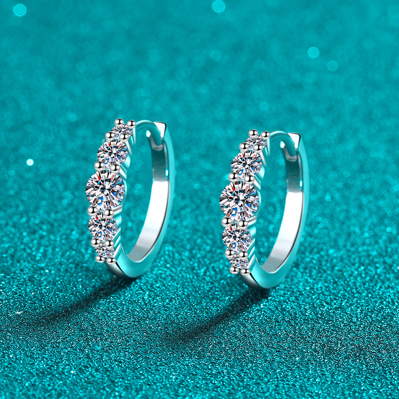 Starry Night Inspired Sterling Silver Moissanite Studs with Classic Hoop