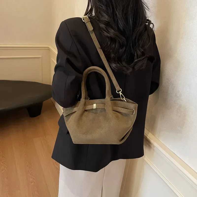 Vintage Faux Suede Womens Small Tote Bag Fashion Design Ladies Shoulder Crossbody Bags Retro Matte Female Purses and Handbags W250602