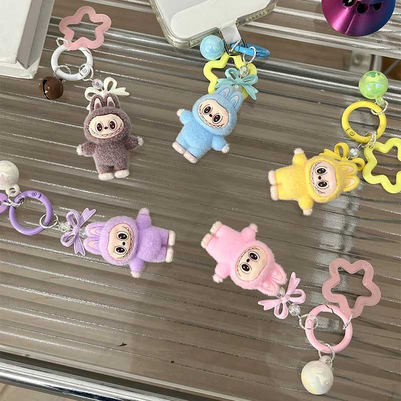 Kawaii Labubu Keychain Cartoon Car Keyring Backpack Couple Mobile Phone Bag Keychain Pendant Students Key Ring Festive Gifts XJ250602