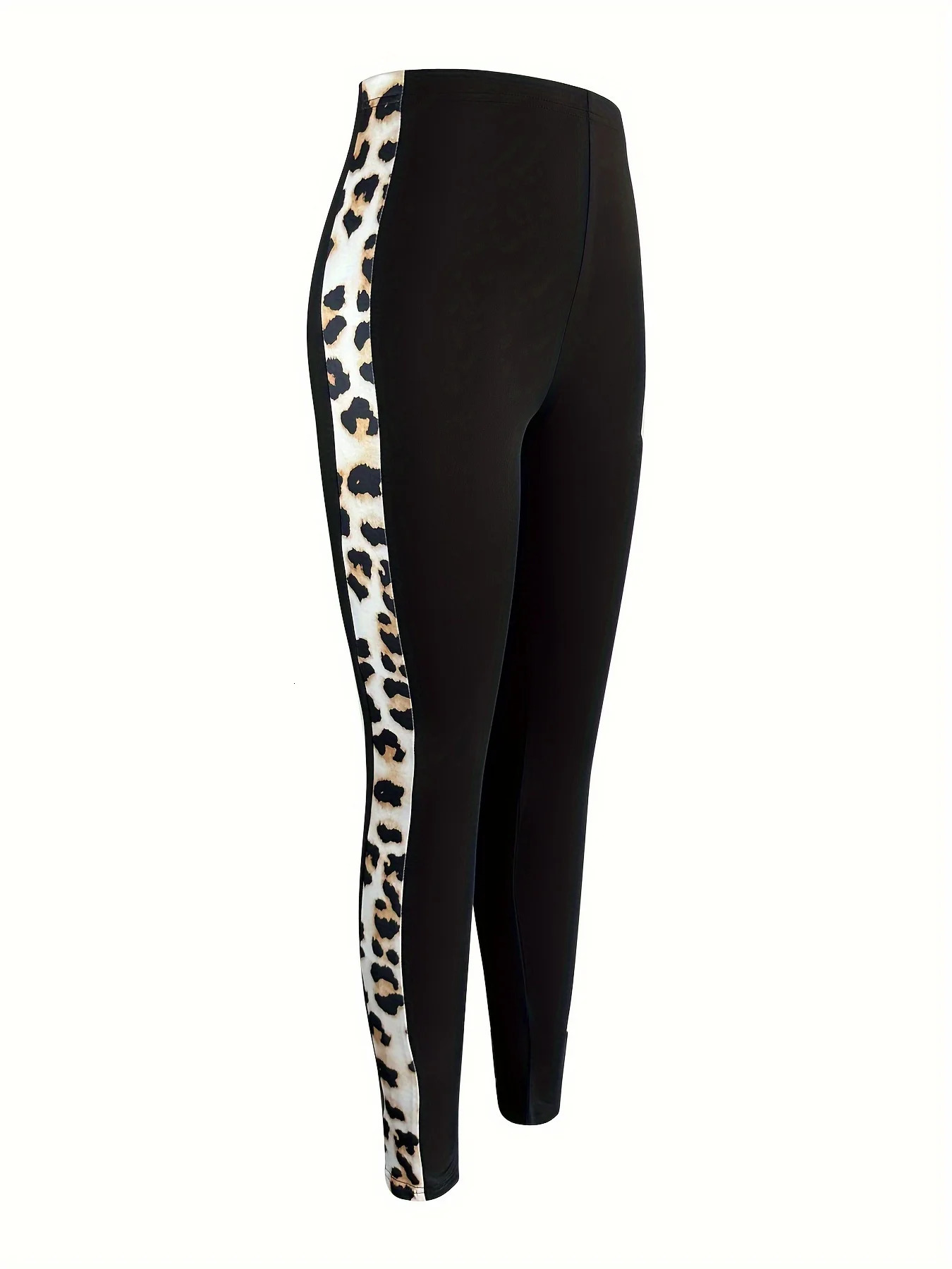 Womens High Waist Leopard Print Side Panel Yoga Pants Stretchy Sports Leggings Fitness And Workout Tights 250603