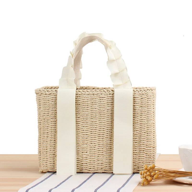2025 New Simple and Portable Woven Handbag, Japanese and Korean Designer Series, Solid Color Straw Bag, Leisure Beach Bag, Women's Bag 3