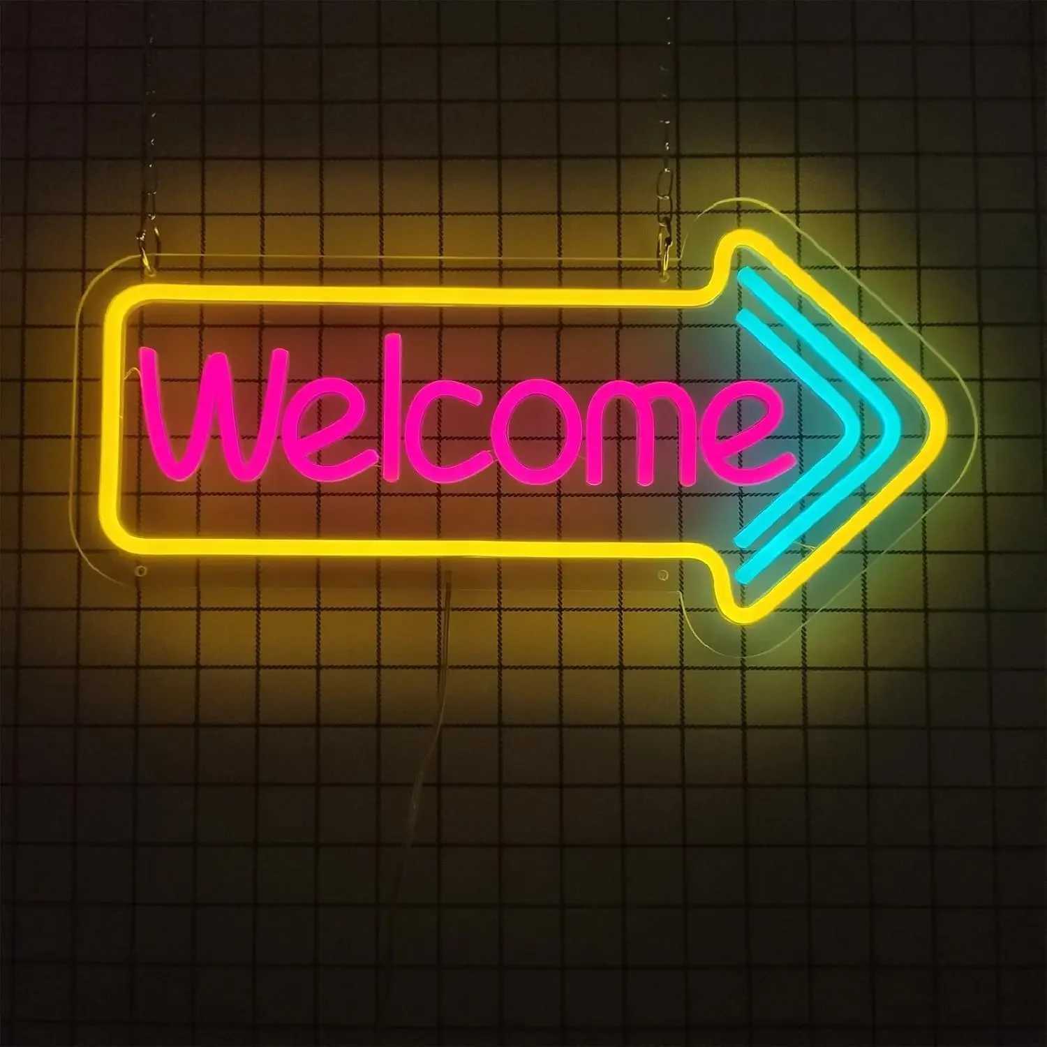 Welcome Neon Light LED Neon Sign Wall Decor for Home Office Cafe Party Bar Business USB Powered Holiday Gift for Adult Friend XJ250602