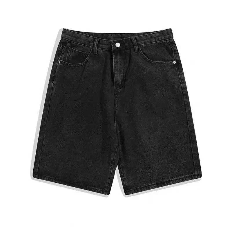 Retro Loose Jeans Shorts Mens Harajuku Punk High Waist Jeans Shorts Mens Casual Cotton Summer High Waist Loose Fit T250603
