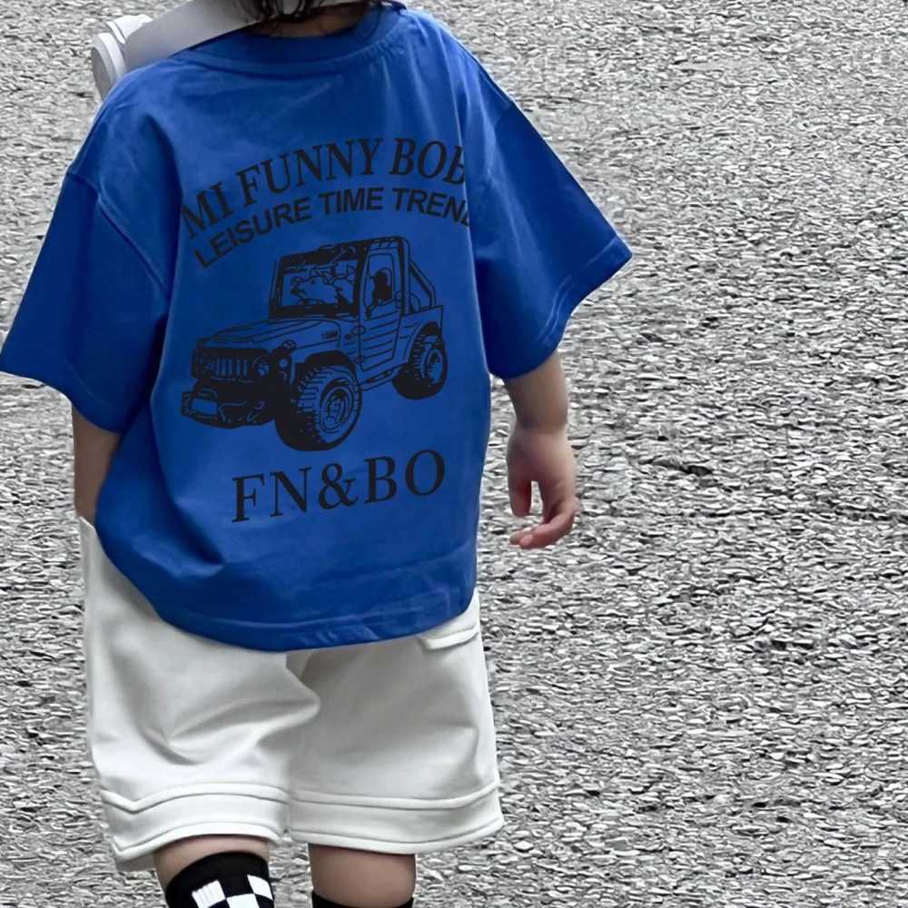 Korean pure cotton childrens short-sleeved T-shirt in summer new loose babys daily cute outfit fresh and cute T250603