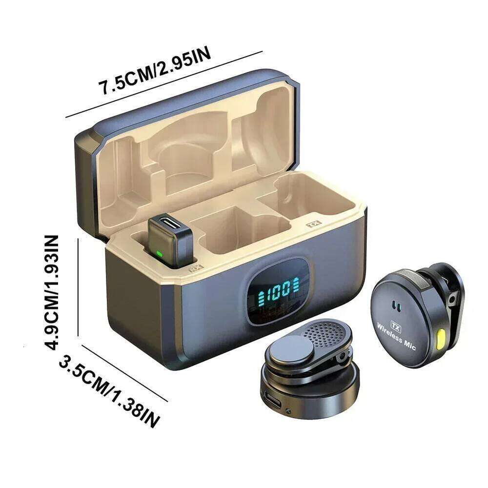 Wireless Microphone Magnetic Button Collar 164ft Range Lapel 40H Battery Lavalier Mic with Charging Case for Video Recording