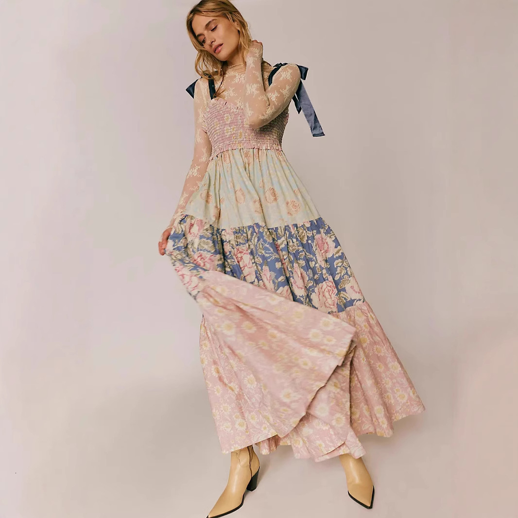 women's wear 25 Summer New French Style Fashion Slim Fit Women's Printed Strap Dress - 68632