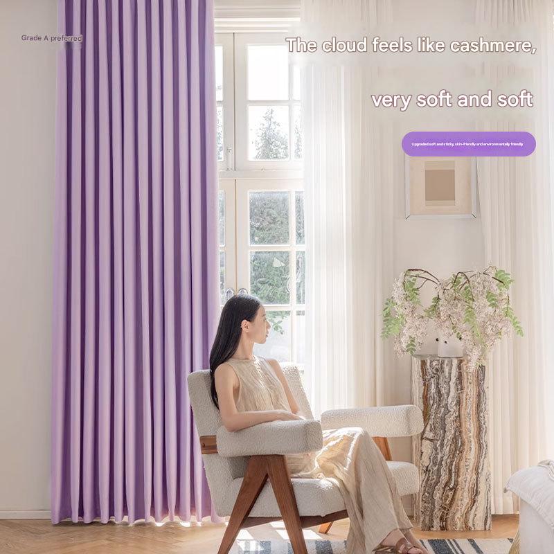 A593 double-sided chenille purple children's room princess style girl room curtain blackout 2025 new bedroom high-end