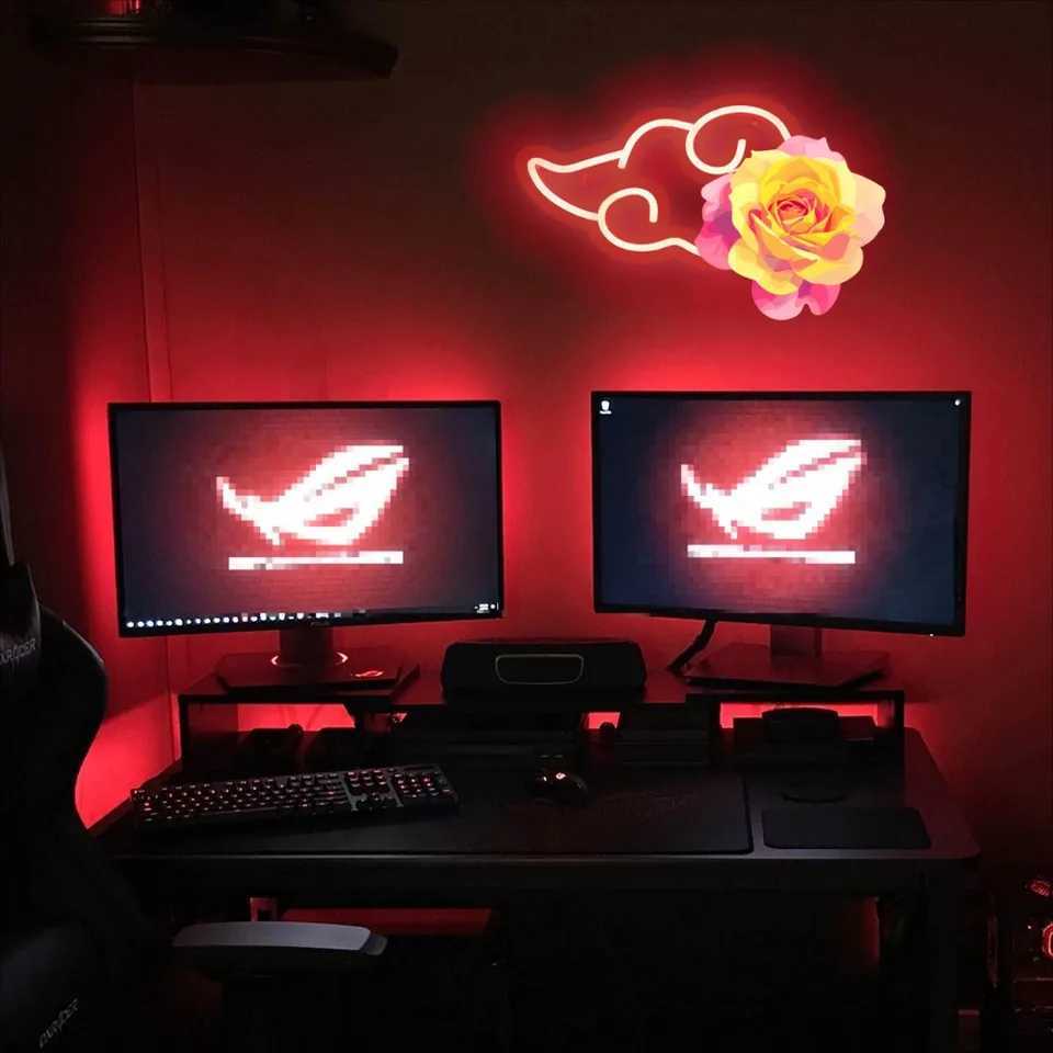Anime Neon LED Red Cloud Neon Wall Decor Dimmable Game Neon Wall Sign USB Night Light for Bedroom Game Room Man Cave Party XJ250602