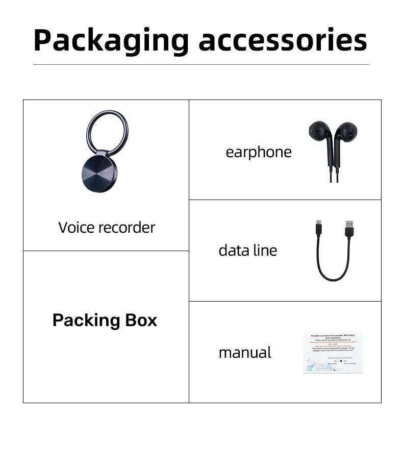 Mini Digital Recorder Keychain Intelligent Noise Reduction MP3 Player Smart Voice Actiaved Audio Sound Recording Pen Espia