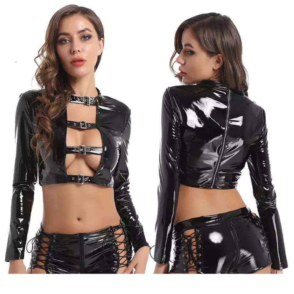 Spell Lingerie Porn Suits New Lingerie Women S Long Sleeve Crop Top Hollow Out Ultra Shorts Sexy Set Sexy Lingerie