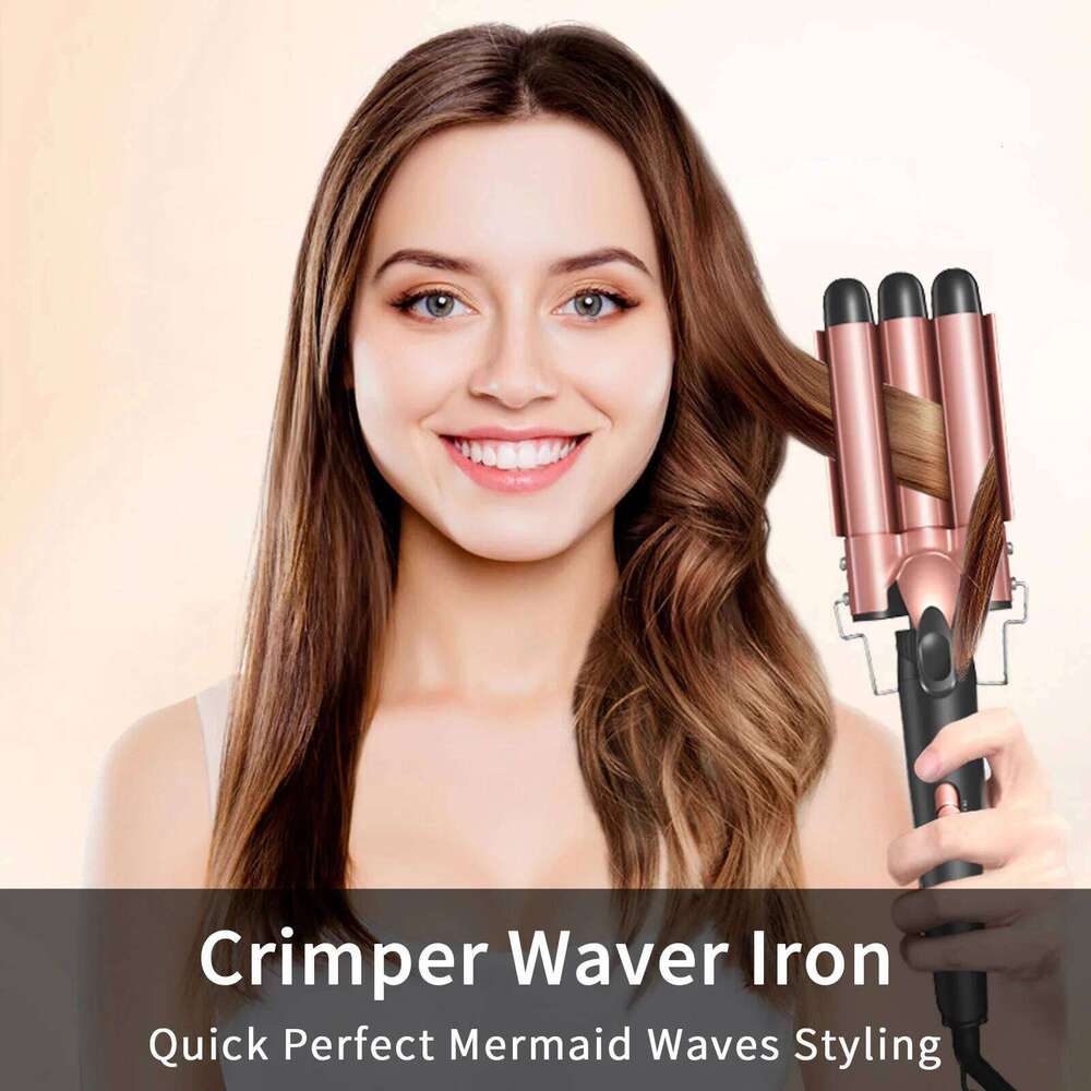 Waver Iron Wand, 5 in 1 Curling Set with 3 Barrel Crimper for Women, Fast Heating Hair Wand Curler