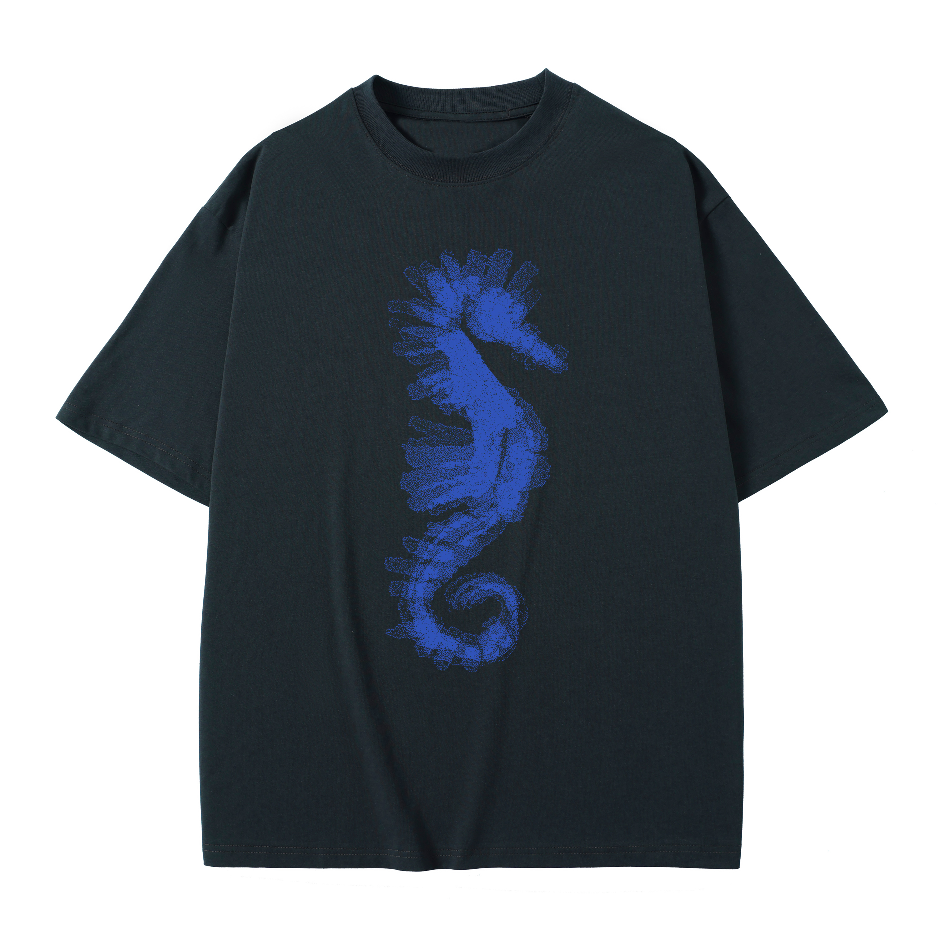 T-shirt men's top designer cotton T-shirt Blue seahorse short sleeved clothing high-quality fashionable T-shirt