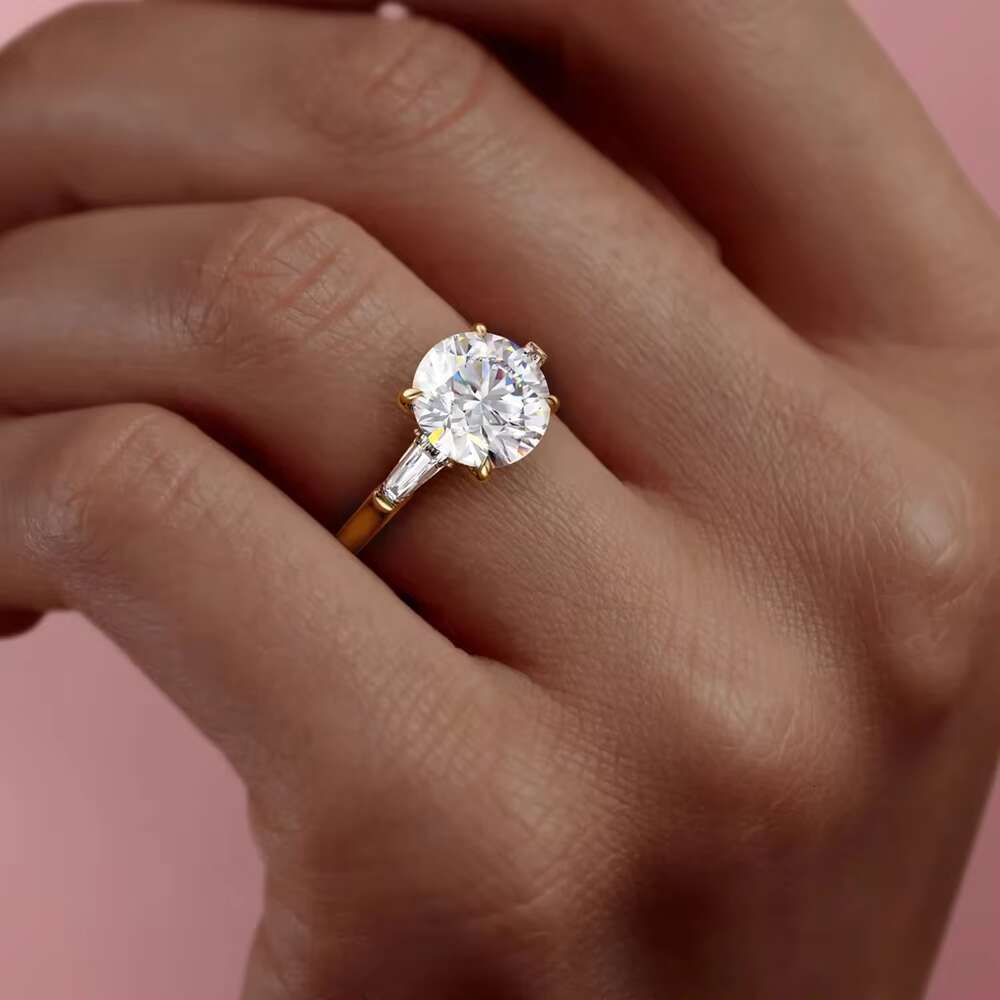 Wholesale Custom 14K White Golid Gold Six Claws Moissanite Ring Gra Certified 2ct 8mm D Color Moissanite Engagement Rings