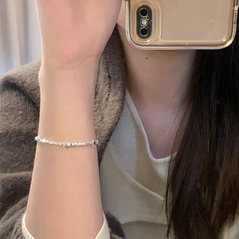 VENTFILLE 925 Sterling Silver Star Bead Bracelet For Women Girl Sweet Romantic Versatile Trend Jewelry Gifts Drop 250530
