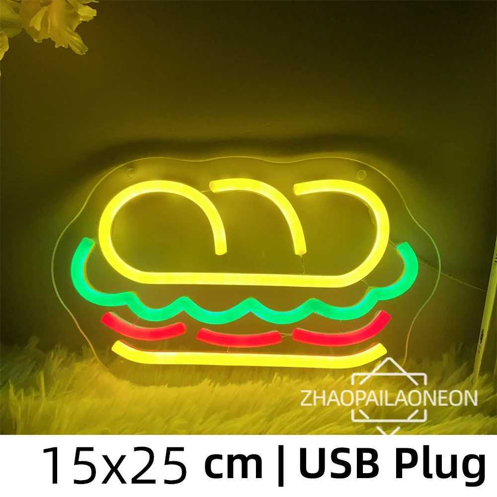 Signs Sand Neon Fast Food Neon Light Sign Restaurant Wall Decoration USB Neon Home Decor Shop Sign LED Lamp for Room Decor XJ250602