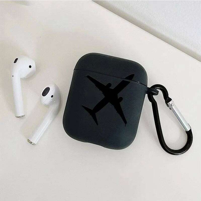 Black Aircraft Graphic Protective 1/2/3/4 Soft Cute Cover for Pro2/Pro Bluetooth Earphone Case Keyring
