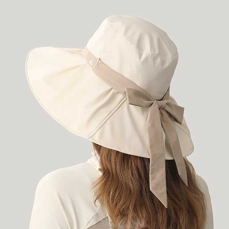 Panama 2025 Summer Black Bow Bucket Hat Women Fashion Korea Bob Cotton Fisherman Hat Sun Hat Fishing Cap Fisherman Hat W250602
