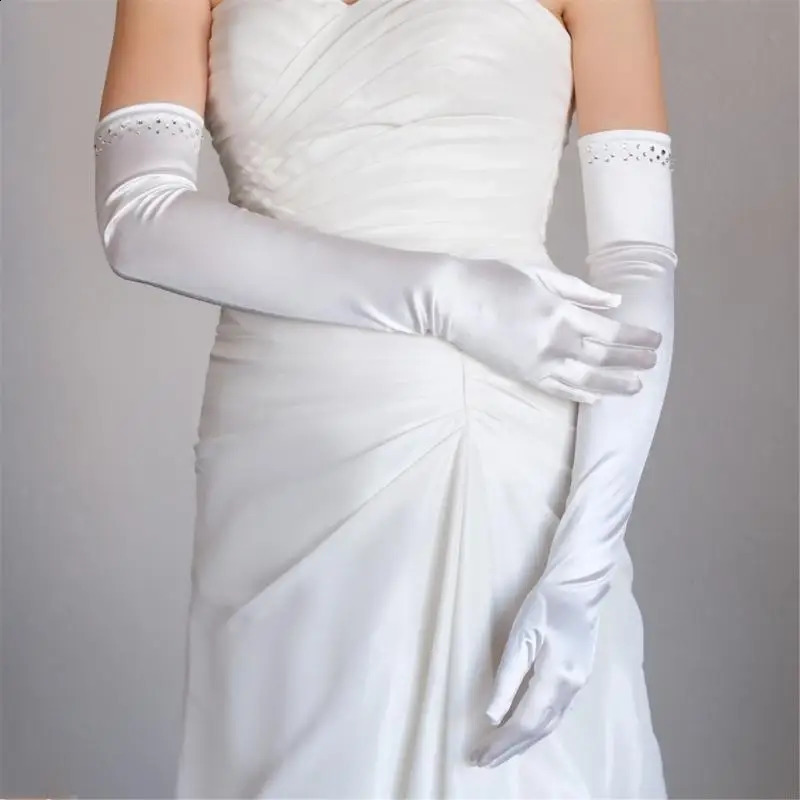 195C Wedding Crystal Gloves Prom Party Full Finger Gloves for Cosplay Operas Wear 250530