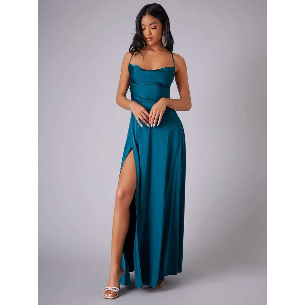 European and American Women's Sexy Slimming Backless Suspender Waist Cinching Dress Long Skirt 2025 New Casual Fashion Trend Clothing