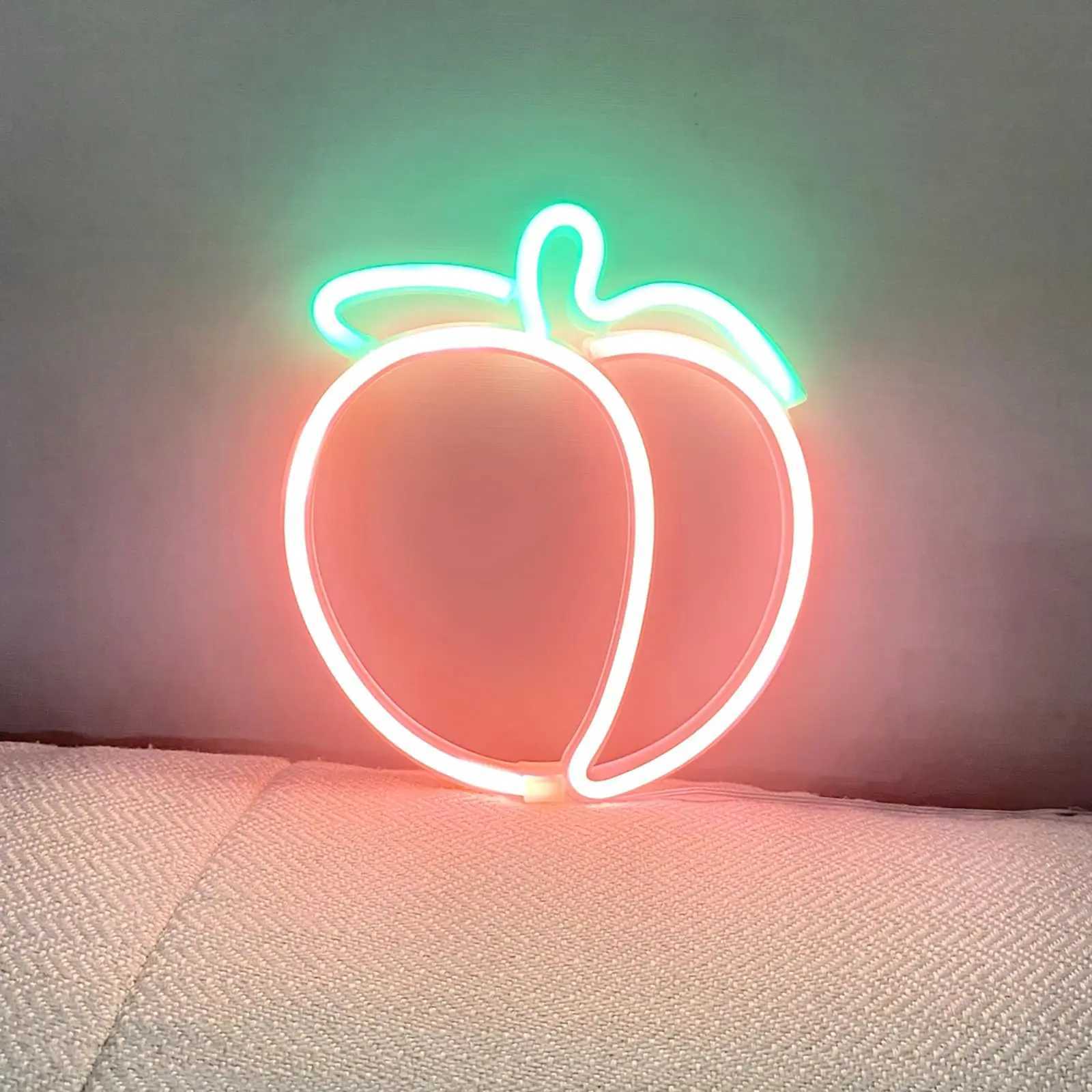 Peach Neon Sign LED Neon Light for Home Bar Art Christmas Bedroom Table Wedding Party Desktop Wall Decor Teen Kids Birthday Gift XJ250602