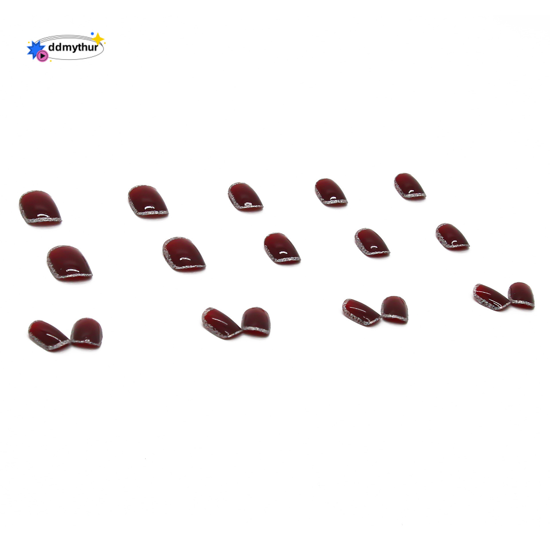 Wine Red Glitter Wearable Finished Detachable Stickers Internet Celebrity Pure Desire Nail Pieces Simple Short Style Nails ddmythur