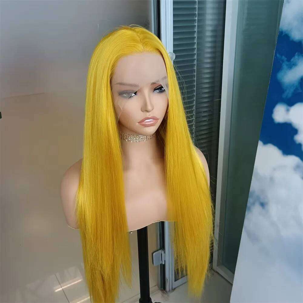 32Inch Light Yellow Front Human 13x4 Raw Straight Transparent Lace 13x6 Wig 613 Colored Virgin Hair Wigs For Women