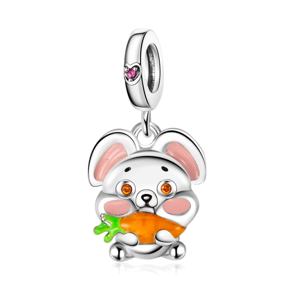 FewDook 2025 Hot Sale Pink Cute Pet Series Lovely Cat Dog Mouse Dangle Charm Fit Original Pan Bracelet Bead Fashion Accessories Jewelry Designer for W