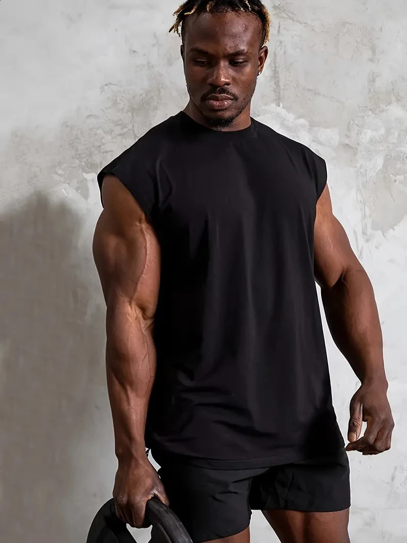 Summer fitness vest for men breathable and loose fitting training sleeveless Tshirt quick drying clothi 250527