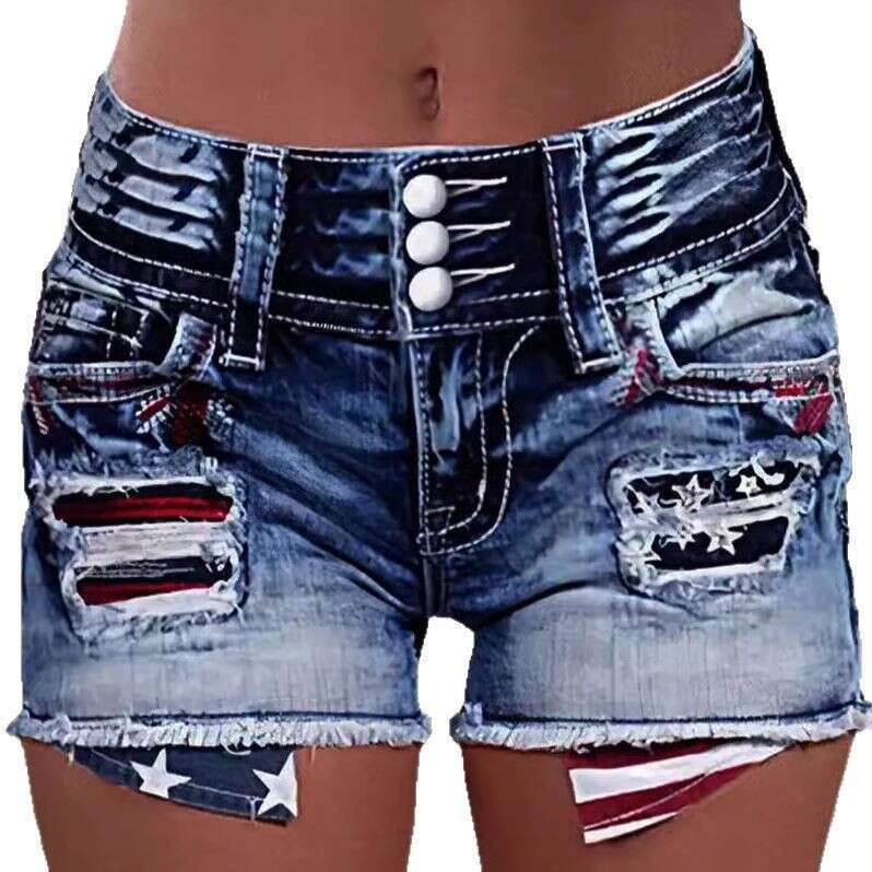 Embroidered Floral Multi-Button High-Waist Comfortable Slim Fit Fashion Straight-Leg Casual Jeans B5