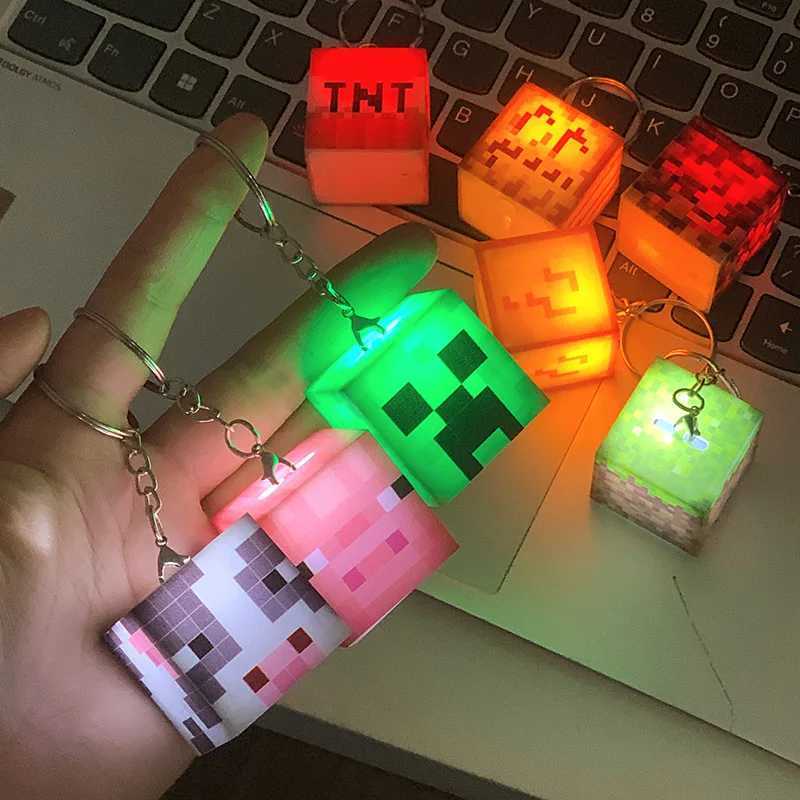 LED Keychain Birthday Gifts for Guests of the World Keychains Game Gift Cube Luminous Keychain Bag Pendant Car Keyring Gift for Kids XJ250602