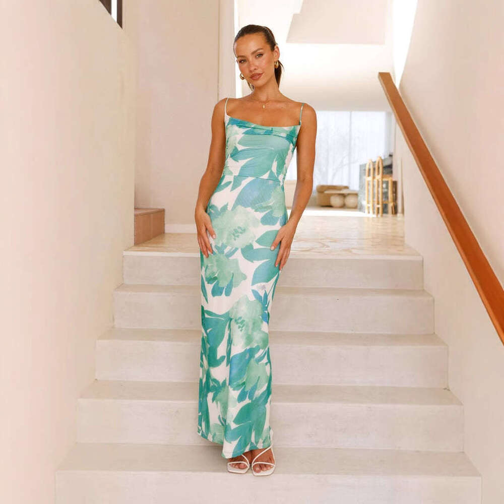 Women's Printed Sleeveless Tank Top Sexy Slim Fit Bodycon Dress Summer Women B5
