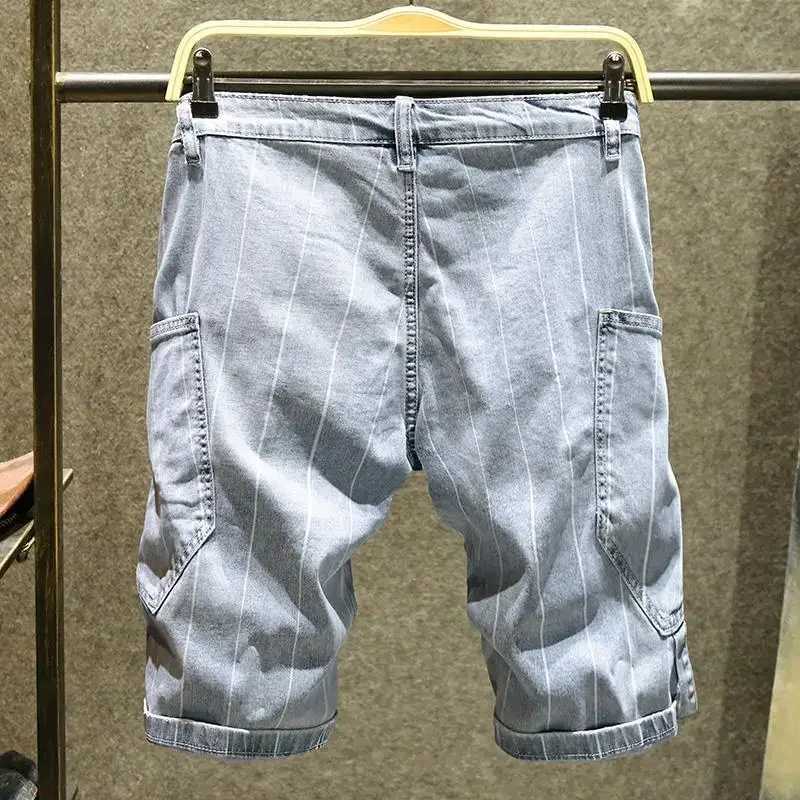 Mens Denim Shorts Long Half With Pockets Short Jeans Pants For Men Bermuda Summer Stretch Buttons Harajuku Designer Vintage T250603