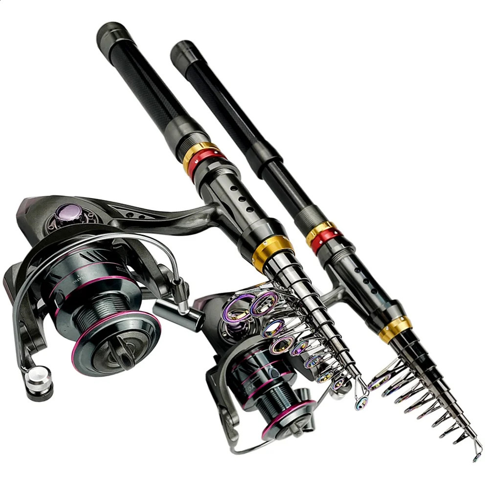 1836m Carbon Fiber Fishing Rod And Reel Combo Super Hard Telescopic Pole Spinning Kit Max Resistance 38kg Pesca 250530