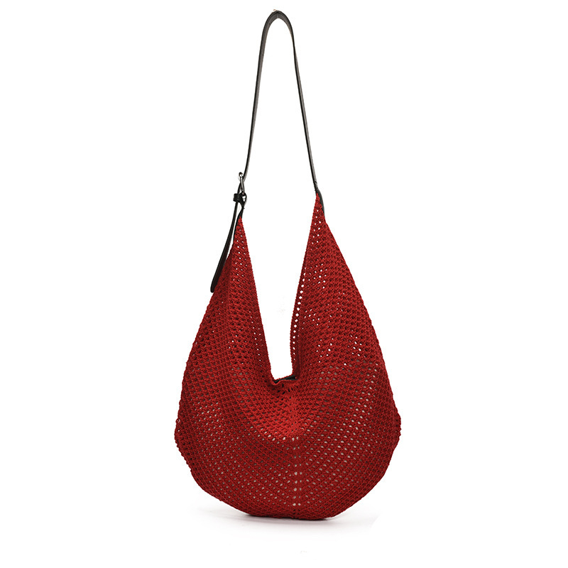 designer 2025 New Niche Ins Hollow Out Patchwork Woven Bag Summer Casual Beach Vacation Shoulder Underarm Bag