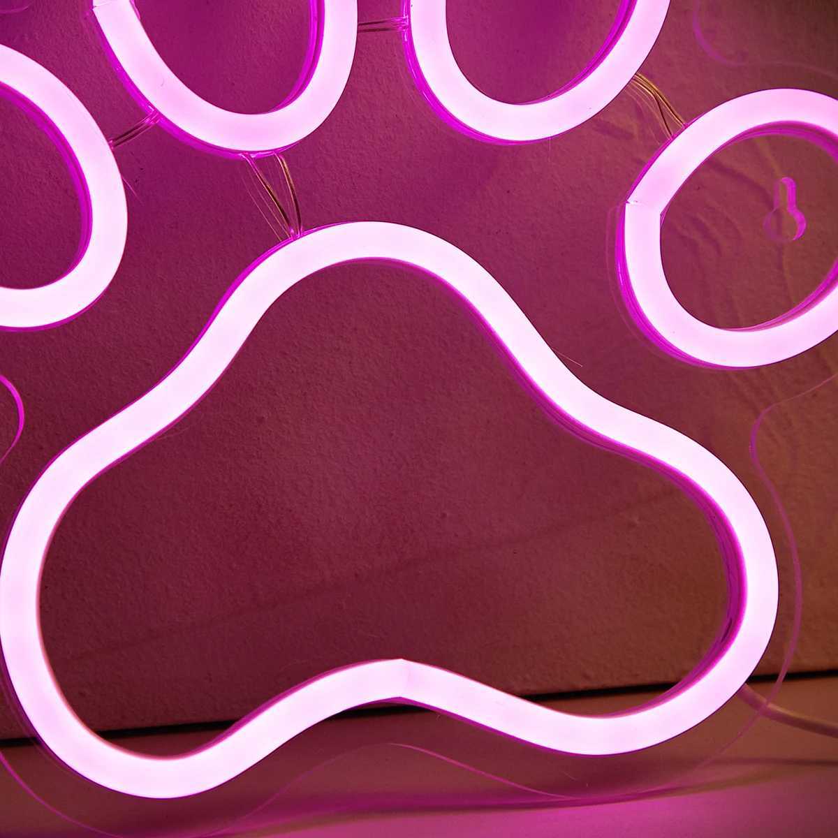 Chi-buy LED Neon Paw USB Powered Neon Signs Night Light 3D Wall Art Game Room Bedroom Living Room Decor Lamp Signs XJ250602