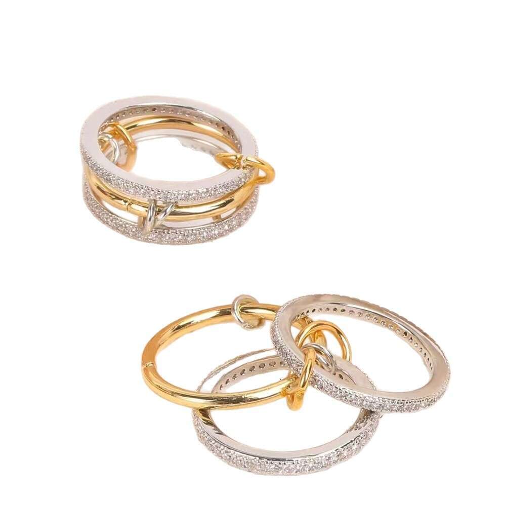 Fashion Versatile Ins Style Light Two-tone Bracelet and Ring Set for Women Unique Niche Jewelry