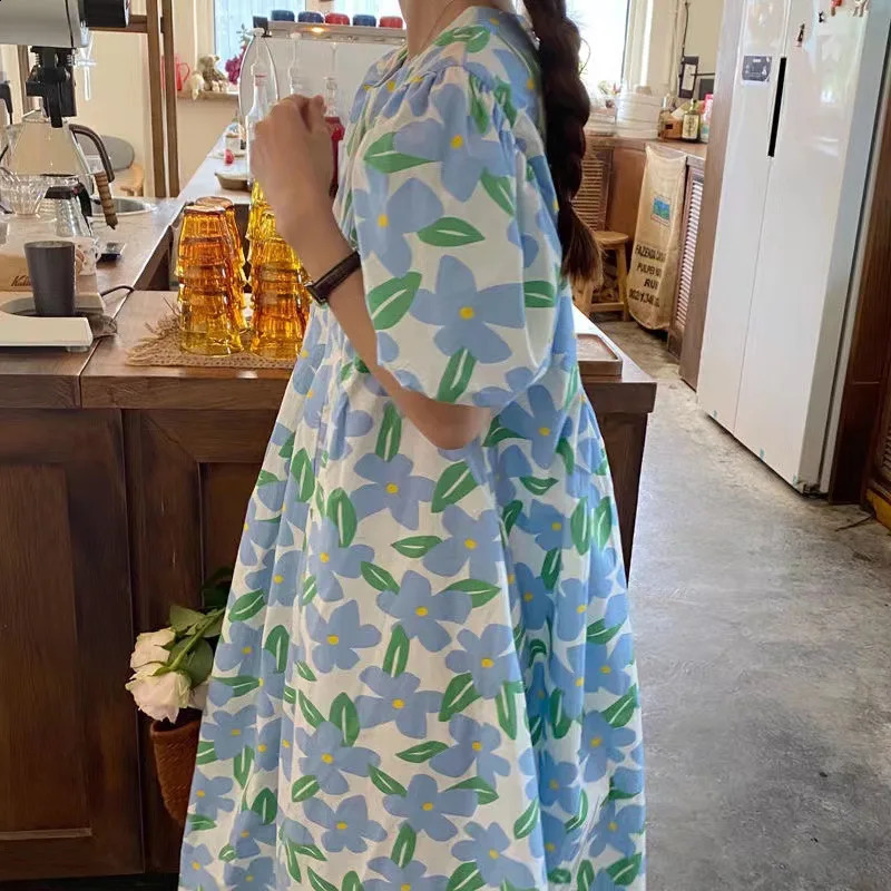 Small Fresh Maternity Dress Summer Korean Loose Mother French Maternity Printing Doll Printing Doll Dress Summer Outing 250530