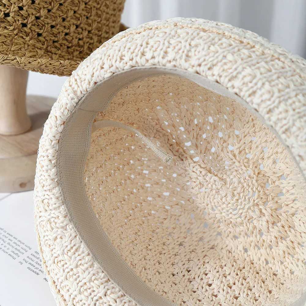 Womens Vintage Jazz-inspired Fisherman Bucket Hat Summer Breathable Sunscreen Sunshade Sun Hat W250602