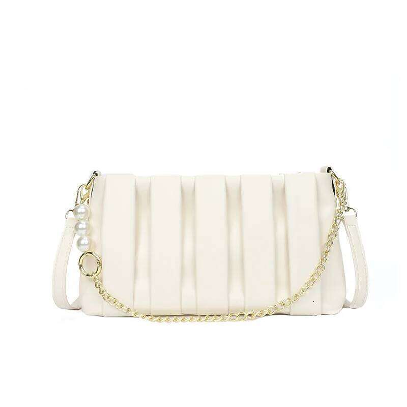 Trendy 2025 Korean Version Pleated Small Square Shoulder Bag - Ins Popular, Versatile Armpit Carry for Women