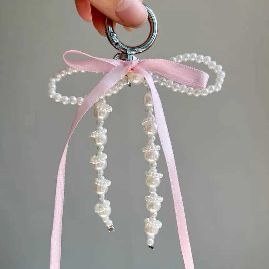 2025 New Korean Fashion Sweet Pearl Bow Keychain Heart Pendant Keyring Y2K Ins Aesthetic Holder for Girl Bag Pendant Accessories XJ250602