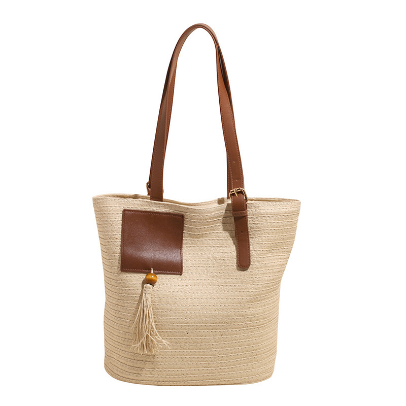designer Straw Woven Bag for Women Large Capacity 2025 Summer New Woven Bag Beach Vacation Shoulder Bag Commuter Tote Bag