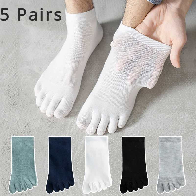 5 Pairs Men Summer Mesh Socks Five Finger Sock Low Cut Toe Socks with Separate Fingers Cotton Sports Socks W250603