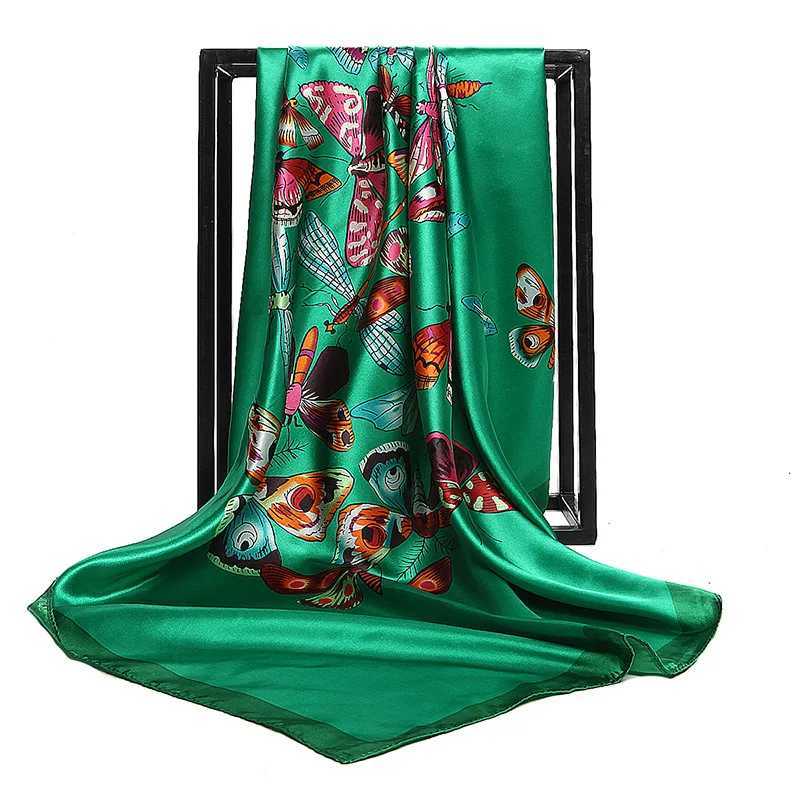Women Square Silk Scarf 90*90 Satin Spring Summer Scarves Headscarf Luxury Brand Ladies Beach Shawls Wrap Bandana Female Foulard W250602
