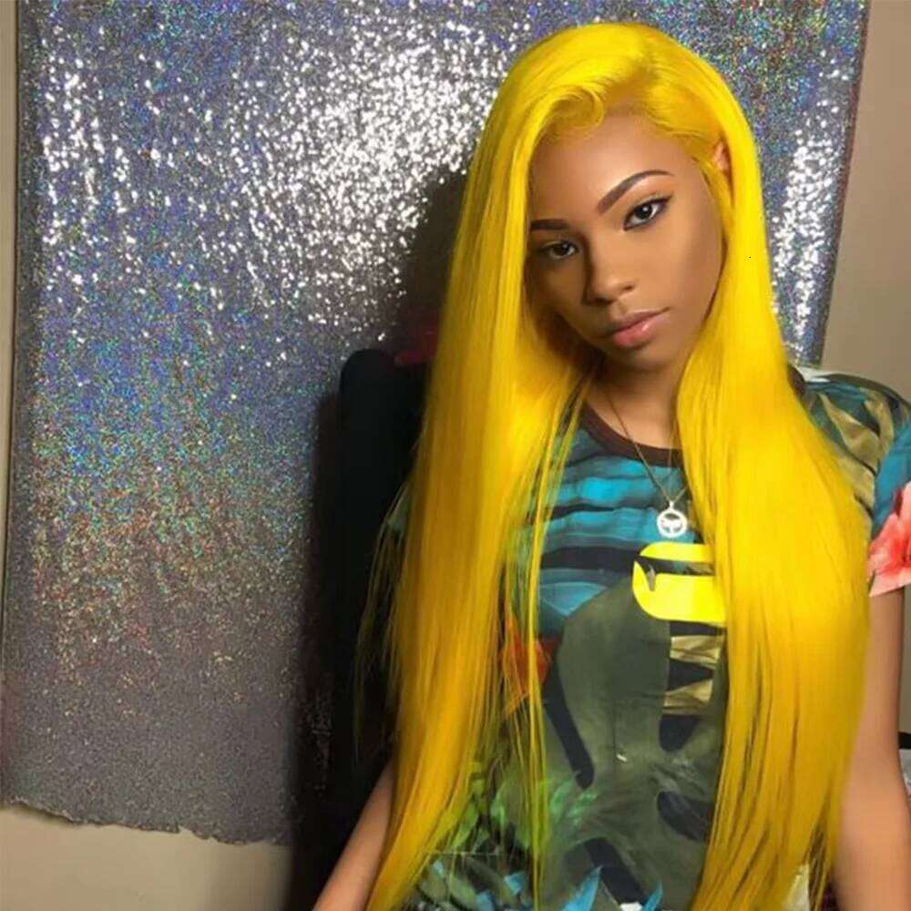 32Inch Light Yellow Front Human 13x4 Raw Straight Transparent Lace 13x6 Wig 613 Colored Virgin Hair Wigs For Women