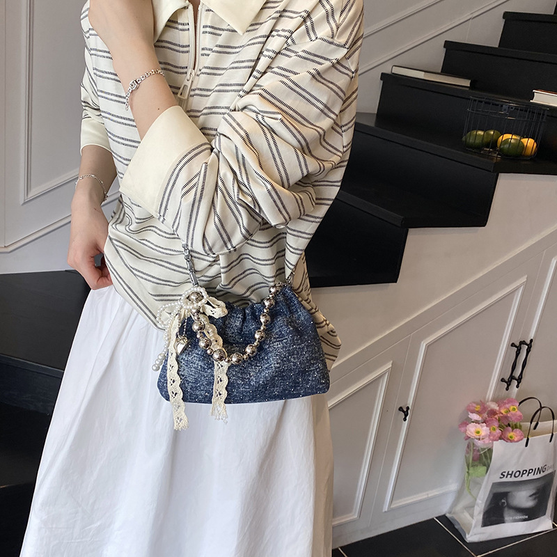 designer Summer New Cloud Chain Women's Bag 2025 Fashion Versatile Stylish Pleated Shoulder Bag Korean Style Niche Crossbody Bag
