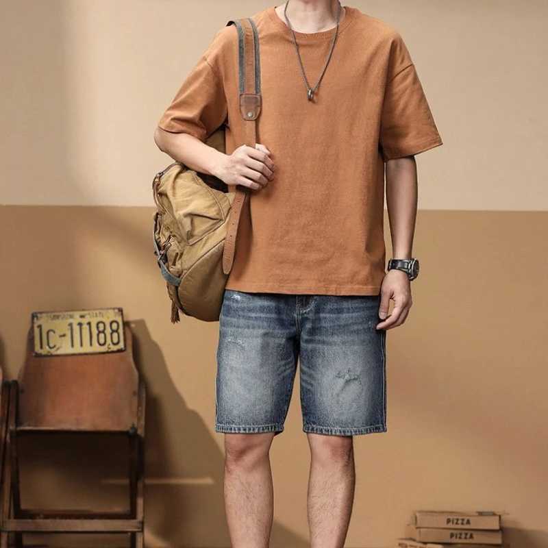 Mens Bermuda Denim Shorts Ripped Straight Retro Short Jeans Pants for Men Summer Streetwear Harajuku Vintage Original Trend 2025 T250603