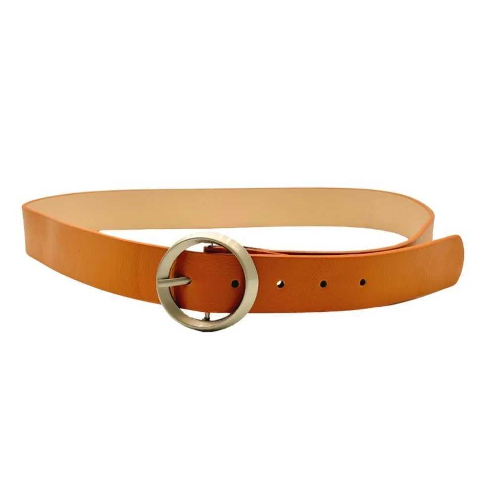 New Fashionable Round Buckle Womens Belt Casual Versatile Pin Buckle Womens Belt Unisex Simple Belt LR1766 XJ250602